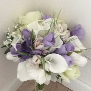 Lavender/white bridal wedding bouquet